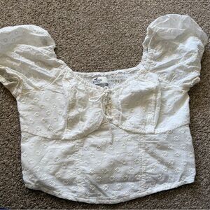 Hollister White Floral Blouse